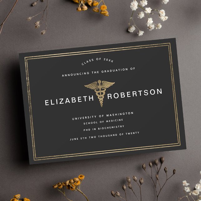 Classy Elegant Medical Graduation Announcement (Creator Uploaded)