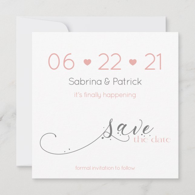 Classy Elegant Minimalist Blush Save the Date Invitation (Front)