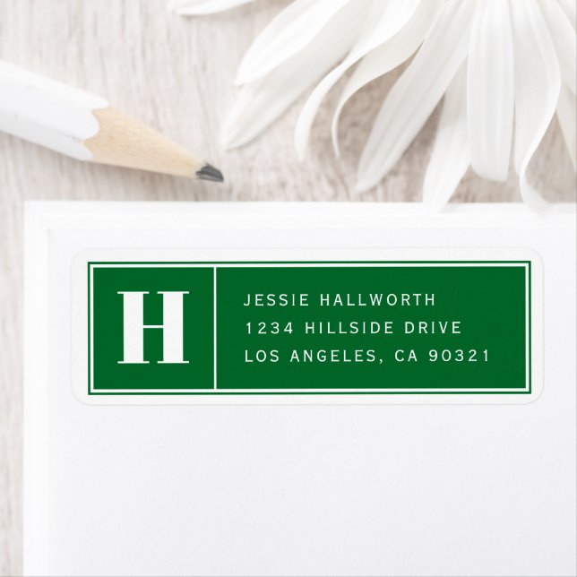 Classy Elegant Modern Dark Green Return Address Label (Insitu)