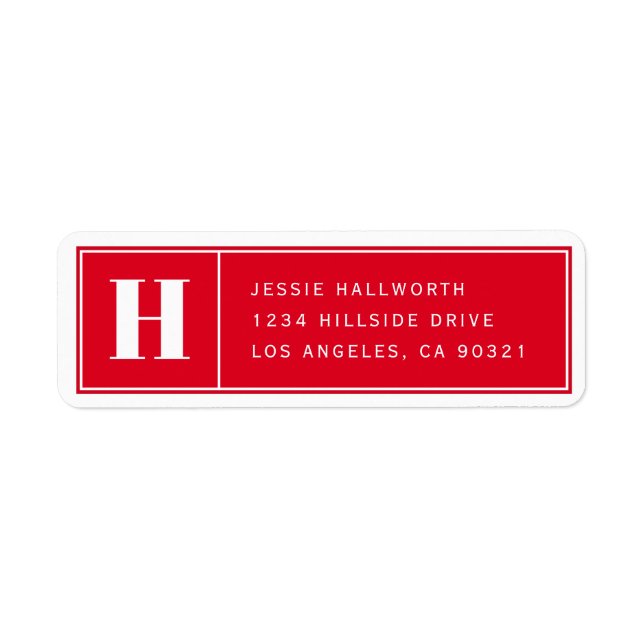 Classy Elegant Modern Red Return Address Return Address Label (Front)