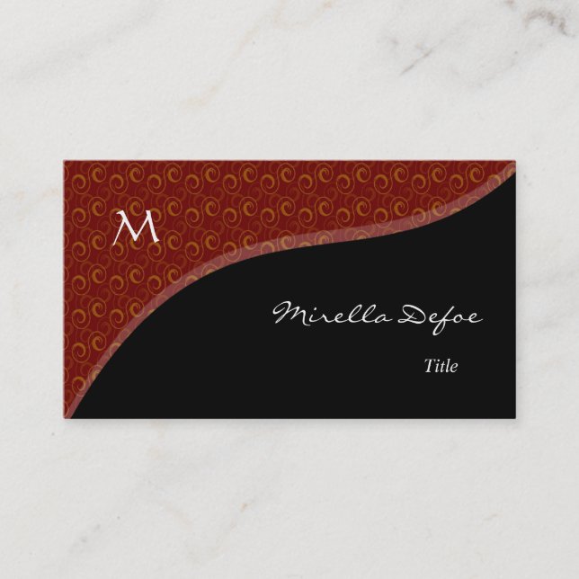 Classy Elegant Monogram Spirals Business Card (Front)