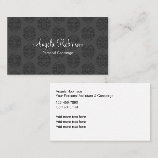 Classy Elegant Personal Concierge Assistant Business Card (Front/Back)