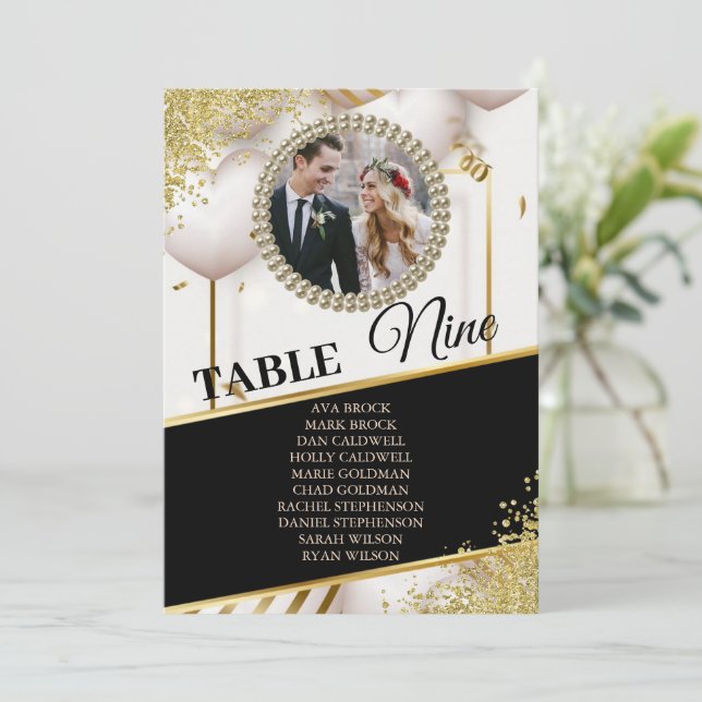 Classy Elegant Photo Seating Chart Card (Standing Front)