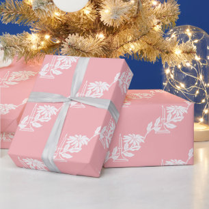 Classy Elegant Pink Christmas Candle Poinsettia Wrapping Paper