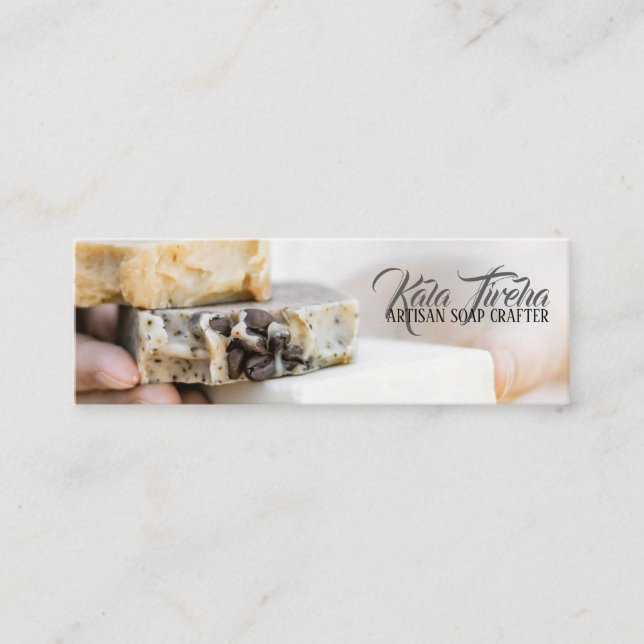 Classy Elegant Raw Organic Artisan Soap Maker Mini Business Card (Front)