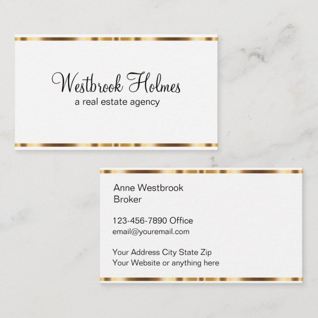 Classy Elegant Real Estate Business Cards (Front/Back)
