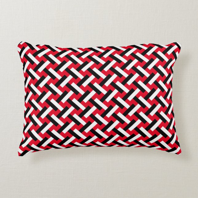 Classy & Elegant Red Art Deco Herringbone Pattern Decorative Cushion (Front)
