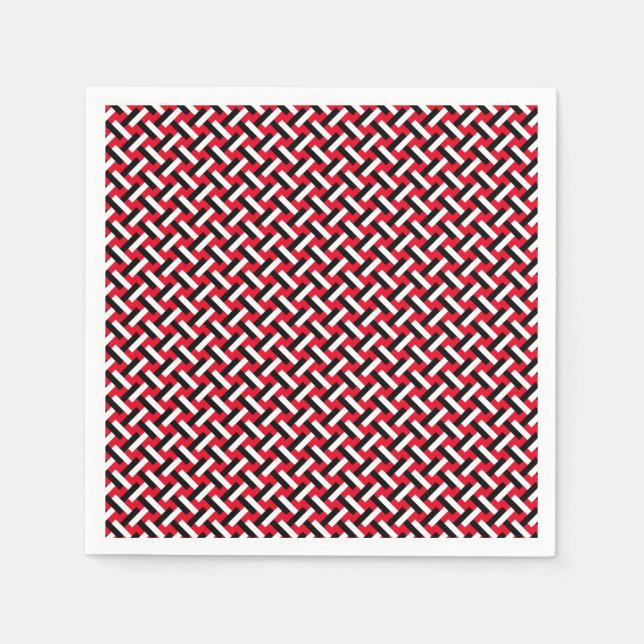 Classy & Elegant Red Art Deco Herringbone Pattern Napkin (Front)