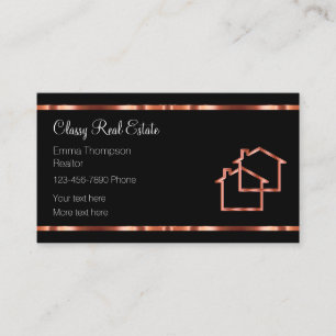 Classy Elegant Rose Gold Tone Real Estate  Business Card
