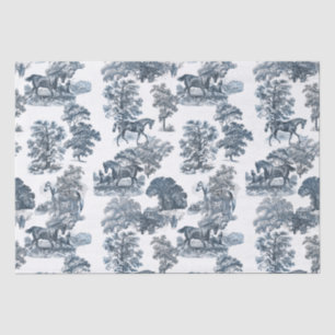Classy Elegant Rustic Blue Horses Country Toile  Tissue Paper