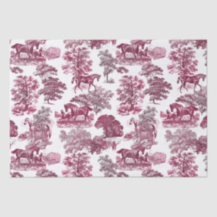 Classy Elegant Rustic Magenta Horses Country Toile Tissue Paper