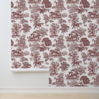 Classy Elegant Rustic Pale Red Horse Toile