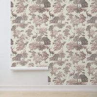 Classy Elegant Rustic Pink Deer Woodland Toile