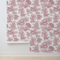 Classy Elegant Rustic Pink Horse Toile