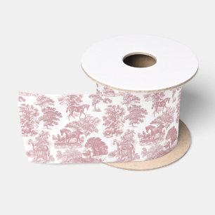 Classy Elegant Rustic Pink Horses Country Toile Satin Ribbon