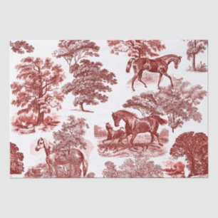Classy Elegant Rustic Red Horses Country Toile Tissue Paper