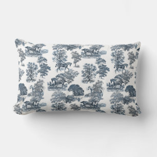 Classy Elegant Rustic Toile Horses Pattern  Lumbar Cushion