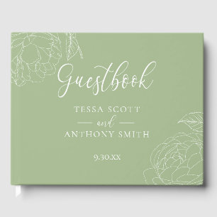 Classy Elegant Sage Green Wedding Guest Book