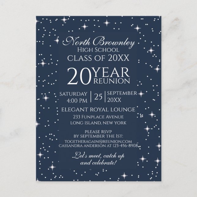 Classy, Elegant School Reunion Design Invitation Postcard (Front)