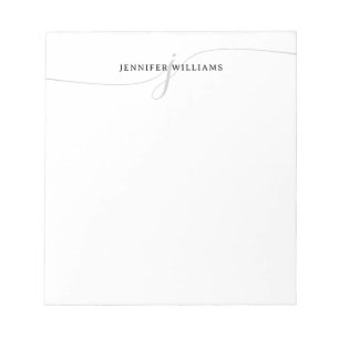 Classy Elegant Script Black Gray Modern Monogram Notepad