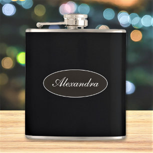 Classy Elegant Script Custom Name Personalised Hip Flask