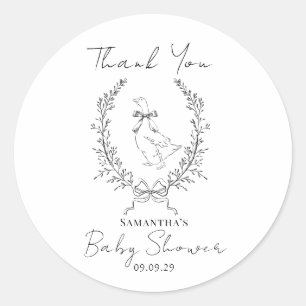 Classy Elegant silly goose baby shower Classic Round Sticker