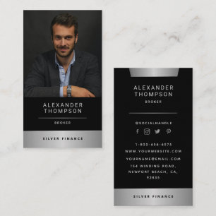 Classy Elegant Silver CEO Professional Photo Business Card