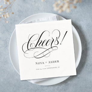 Classy Elegant Simple Cheers Personalised Wedding Napkin