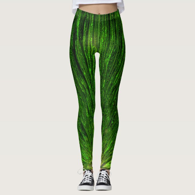classy elegant tropical forest abstract palm leaf  leggings (Front)
