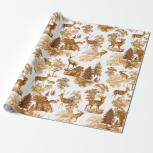 Classy Elegant Vintage Brown Deer in Woodland Wrapping Paper