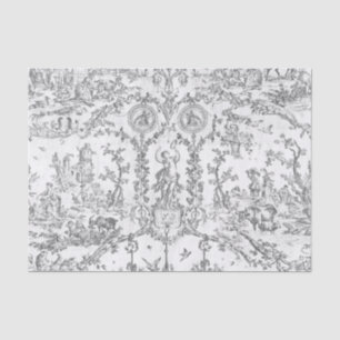 Classy Elegant Vintage Grey French Country Toile Tissue Paper
