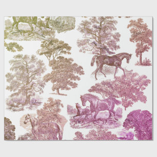 Classy Elegant Vintage Purple Brown Horses Toile Wrapping Paper