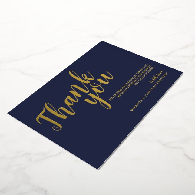 Classy Elegant Wedding Thank You Navy and Gold (Rotated)