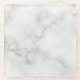 Classy Elegant White Marble Pattern Glass Coaster