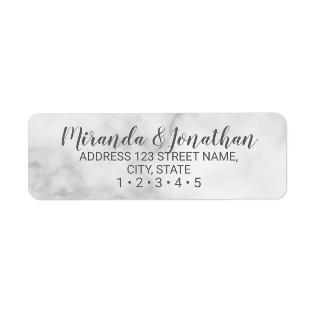 Classy Elegant White Marble Wedding Return Address Label (Front)