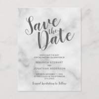 Classy Elegant White Marble Wedding Save the Date