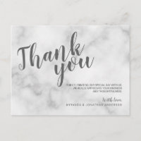 Classy Elegant White Marble Wedding Thank You