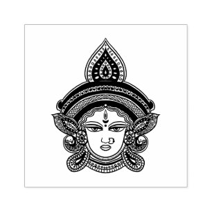 Classy Ethnic Durga Maa   Indian Goddess Rubber Stamp
