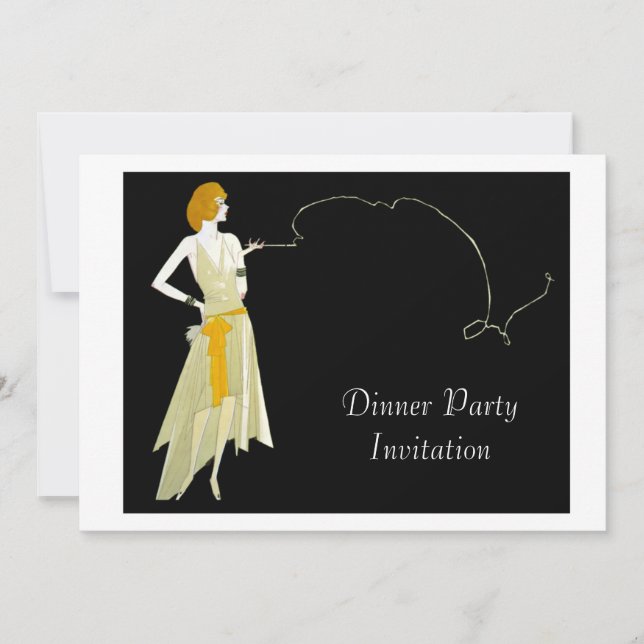 Classy Evening Dinner Party Invitation Card (Front)