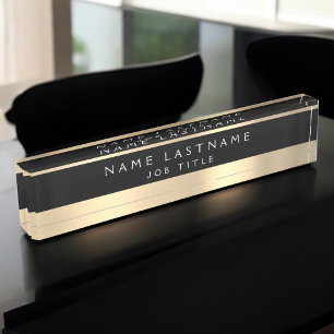 Classy Executive Black Gold Professional Nameplate