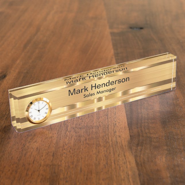 Classy Executive Gold Tone Gift Desk Name Plate (Side)