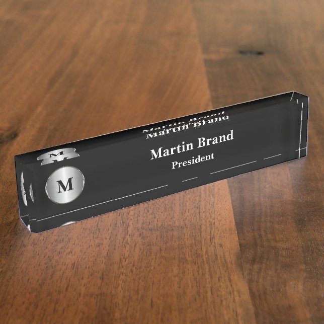 Classy Executive Management Monogram Nameplate (Side)
