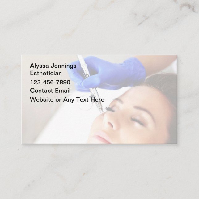 Classy Facial Aesthetician Business Cards (Front)