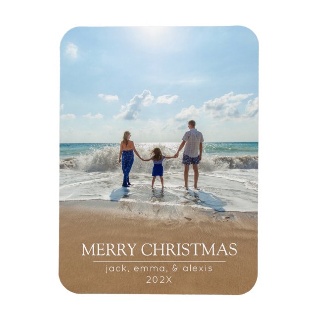 Classy Family Photo Christmas Magnet (Vertical)