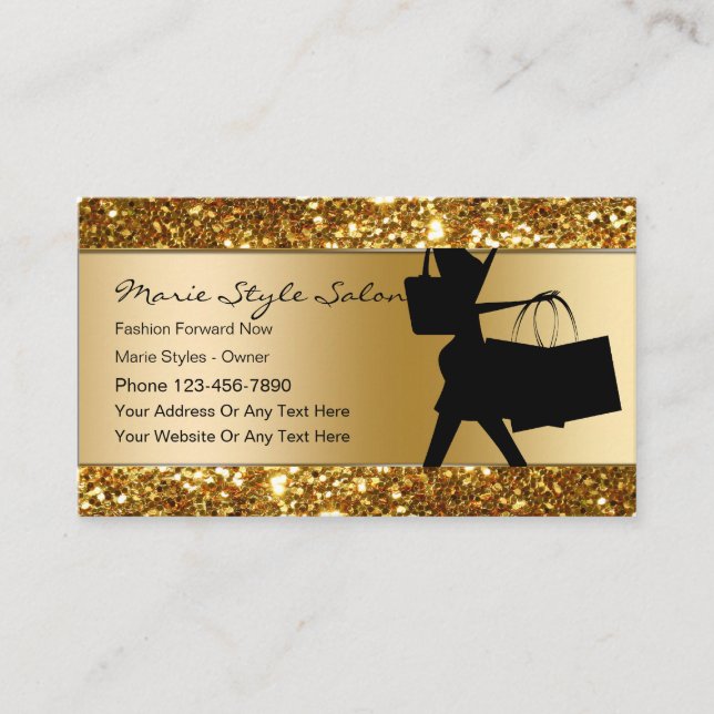 Classy Fashion And Hair Beauty Business Cards (Front)