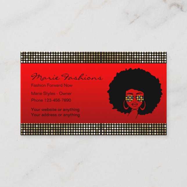Classy Fashion Red Business Cards (Front)