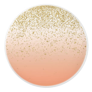 Classy faux gold confetti blush gradient image ceramic knob