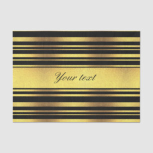 Classy Faux Gold Foil and Black Stripes Tissue Paper