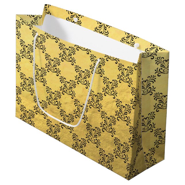 Classy Faux Gold Foil Gift Bag - Large, Glossy (Front Angled)