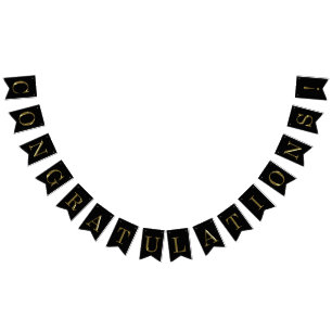 Classy Faux Gold Metal Congratulations Black Bunting